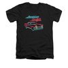 American Graffiti Shirt Slim Fit V Neck Neon Black Tee T-Shirt