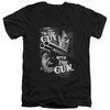 Army Of Darkness Slim Fit V-Neck Shirt Guy With The Gun Black T-Shirt