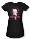 Betty Boop Juniors T-shirt Classic Kiss Black Tee