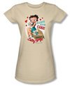 Betty Boop Juniors T-shirt Handle With Care Cream Tee