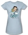 Betty Boop Juniors T-shirt I Believe In Angels Light Blue Tee