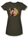 Betty Boop Juniors T-shirt Nose Art Military Green Tee