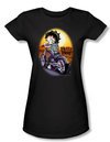 Betty Boop Juniors T-shirt Wild Biker Black Tee