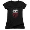 Betty Boop Juniors V Neck Shirt Bandana &amp; Roses Black T-Shirt