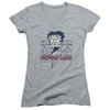 Betty Boop Juniors V Neck Shirt Zombie Pinup Athletic Heather T-Shirt