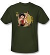 Betty Boop Kids T-shirt Nose Art Youth Military Green Tee Shirt