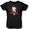 Betty Boop Ladies T-shirt Classic Kiss Black Tee Shirt