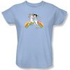 Betty Boop Ladies T-shirt Unicorn And Rainbows Light Blue Tee Shirt