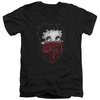 Betty Boop Slim Fit V-Neck Shirt Bandana &amp; Roses Black T-Shirt