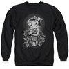 Betty Boop Sweatshirt Fashion Roses Adult Black Sweat Shirt