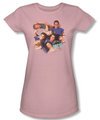 Beverly Hills 90210 Juniors T-shirt TV Show Gang in Logo Pink Shirt