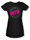 Beverly Hills 90210 Juniors T-shirt TV Show Neon Logo Black Tee Shirt