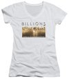 Billions Juniors V Neck Shirt Golden City White T-Shirt