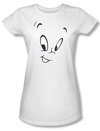 Casper The Friendly Ghost Shirt Juniors Ghost Face White Tee T-Shirt