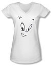 Casper The Friendly Ghost Shirt Juniors V Neck Ghost Face White T-Shirt