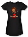 Child&#039;s Play 2 Juniors T-shirt Movie Here&#039;s Chucky Black Tee Shirt