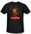 Child&#039;s Play 2 T-shirt Movie Here&#039;s Chucky Black Slim Fit Tee Shirt