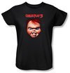 Child&#039;s Play  3 Ladies T-shirt Movie Chucky Black Tee Shirt