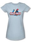 Chilly Willy Juniors T-shirt TV Show Willy Logo Light Blue Tee Shirt