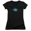 CSI Cyber Shirt Juniors V Neck Thumb Print Black T-Shirt