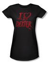 Dexter Juniors Shirt I Heart Dexter Black T-shirt Tee