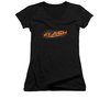 Flash Shirt Juniors V Neck Logo Black T-Shirt