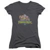 Fraggle Rock Juniors V Neck Shirt Circle Logo Charcoal T-Shirt