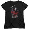 Friday the 13th Womens Shirt Jason Attacks Cabin Black T-Shirt