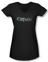 Grimm Shirt Juniors V Neck Bloody Logo Black Tee T-Shirt