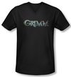 Grimm Shirt Slim Fit V Neck Bloody Logo Black Tee T-Shirt