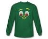 Gumby Shirt Face Long Sleeve Kelly Green Tee T-Shirt