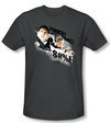 Hot Fuzz T-shirt Movie Punch That Adult Charcoal Slim Fit Tee Shirt