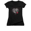 I Love Lucy Shirt Juniors V Neck Hearts And Dots Black Tee T-Shirt