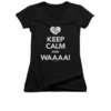 I Love Lucy Shirt Juniors V Neck Keep Calm Waaa Black Tee T-Shirt