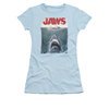 Jaws Shirt Juniors Block Title Poster Light Blue T-Shirt