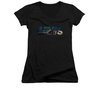 Jaws Shirt Juniors V Neck Logo Cut Out Black T-Shirt