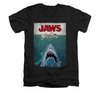 Jaws Shirt Slim Fit V-Neck Lined Poster Black T-Shirt