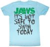 Jaws T-shirt Movie Shark Not Safe Adult Light Blue Tee Shirt