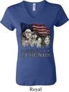 Ladies Three Stooges Shirt Rushmorons V-neck Tee T-Shirt