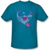 Lucy Shirt - Cartoon Kiss Adult Unisex Turquoise Tee