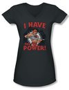 Masters Of The Universe Shirt Juniors V Neck I Have The Power Charcoal Tee