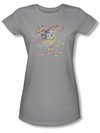 Mighty Mouse Juniors T-shirt At Your Service Girly Silver Tee