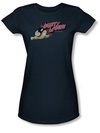 Mighty Mouse Juniors T-shirt Mighty Retro Girly Navy Blue Tee