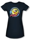 Mighty Mouse Juniors T-shirt Planet Cheese Girly Navy Blue Tee