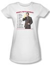 Monk Shirt Juniors Top Ten Phobias White Tee T-Shirt