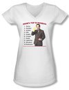 Monk Shirt Juniors V Neck Top Ten Phobias White Tee T-Shirt