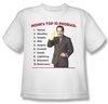 Monk Shirt Kids Top Ten Phobias White Youth Tee T-Shirt