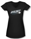 Mork &amp; Mindy Shirt Juniors V Neck Shazbot Egg Black Tee T-Shirt