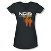 NCIS Shirt Juniors V Neck Orange Silhouette Charcoal T-Shirt