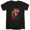 Nightmare On Elm Street Slim Fit V-Neck Shirt Freddy&#039;s Face Black T-Shirt